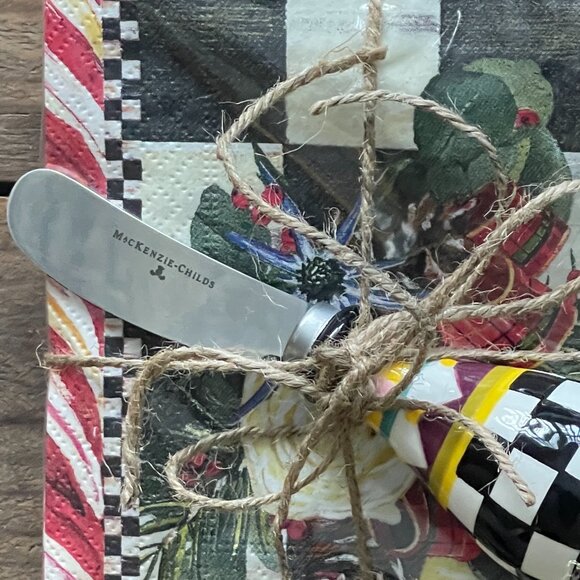 MacKenzie-Childs Hostess Gift Bundle – Courtly Check Cheese Spreader & Holiday N - Picture 3 of 13